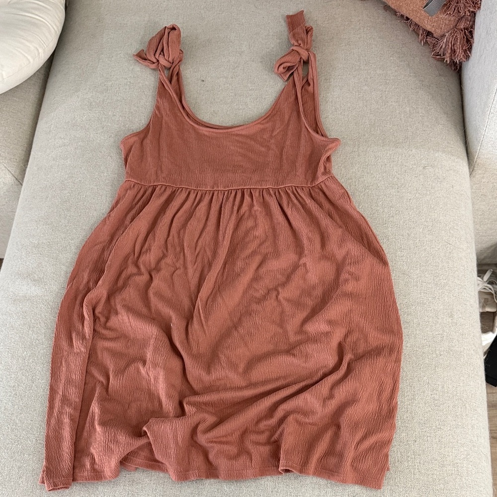 Rust Sleeveless Dress with Tie Straps